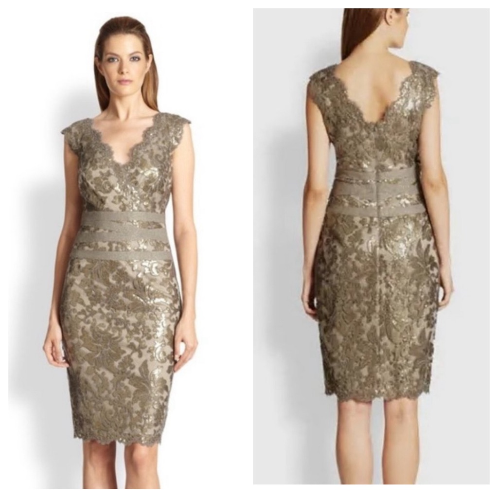 Tadashi Shoji Paillette Embroidered Lace Dress